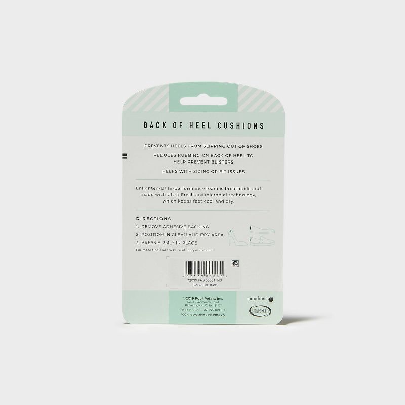 slide 5 of 5, Fab Feet Women's by Foot Petals Back of Heel Insoles Shoe Cushion Black - 1 pair: Shoe Accessories, Cushions Foot, 1 ct