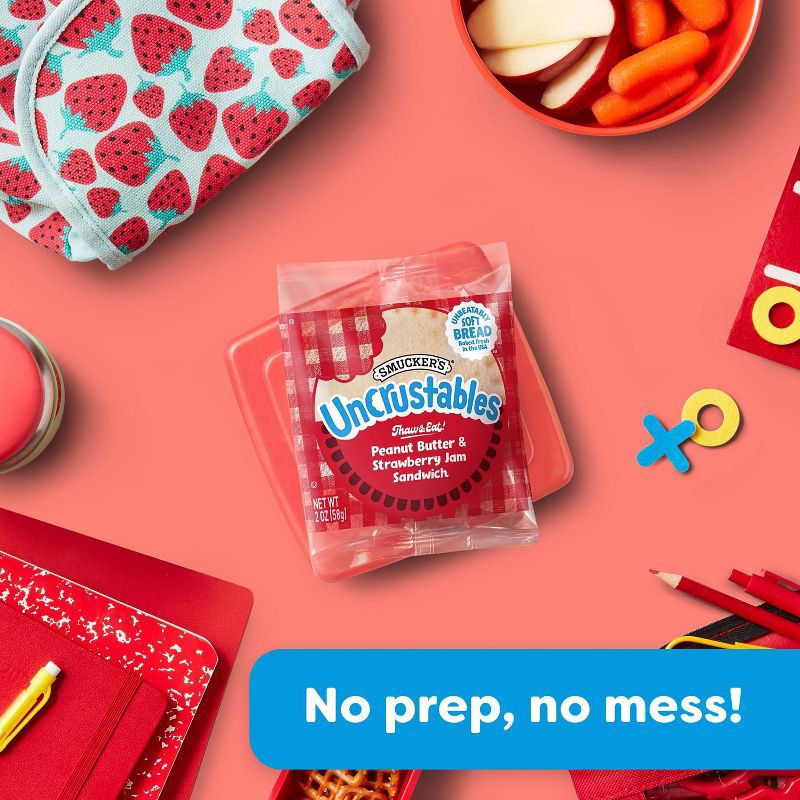 slide 8 of 10, Smucker's Uncrustables Frozen Peanut Butter & Strawberry Jam Sandwich- 30oz/15ct, 30 oz, 15 ct