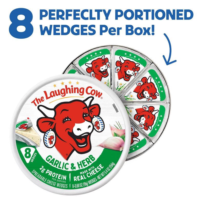 slide 2 of 10, The Laughing Cow Garlic & Herb Spreadable Cheese - 5.4oz/8ct, 5.4 oz, 8 ct
