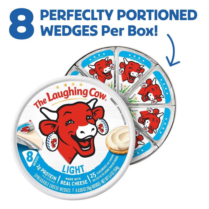 slide 3 of 9, The Laughing Cow Spreadable Light Swiss Cheese Wedges - 5.4oz/8ct, 5.4 oz, 8 ct