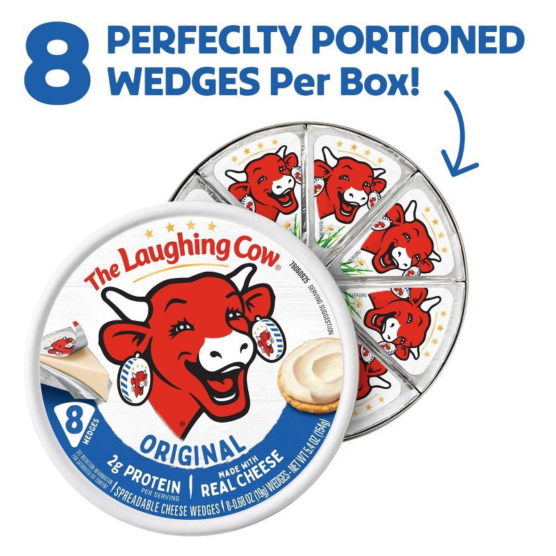 slide 7 of 9, The Laughing Cow Original Creamy Swiss Spreadable Cheese Wedges - 5.4oz/8ct, 5.4 oz, 8 ct