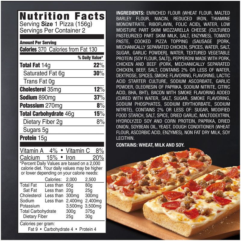 slide 4 of 9, Red Baron Three Meat French Bread Personal Frozen Pizza - 11oz, 11 oz