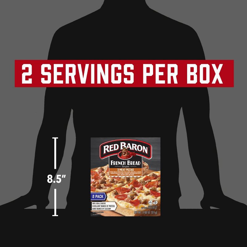 slide 7 of 9, Red Baron Three Meat French Bread Personal Frozen Pizza - 11oz, 11 oz