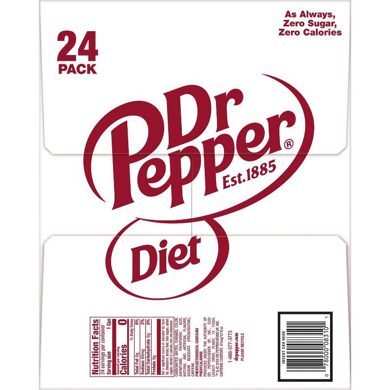 slide 5 of 7, Diet Dr Pepper Soda - 24pk/12 fl oz Cans, 24 ct; 12 fl oz