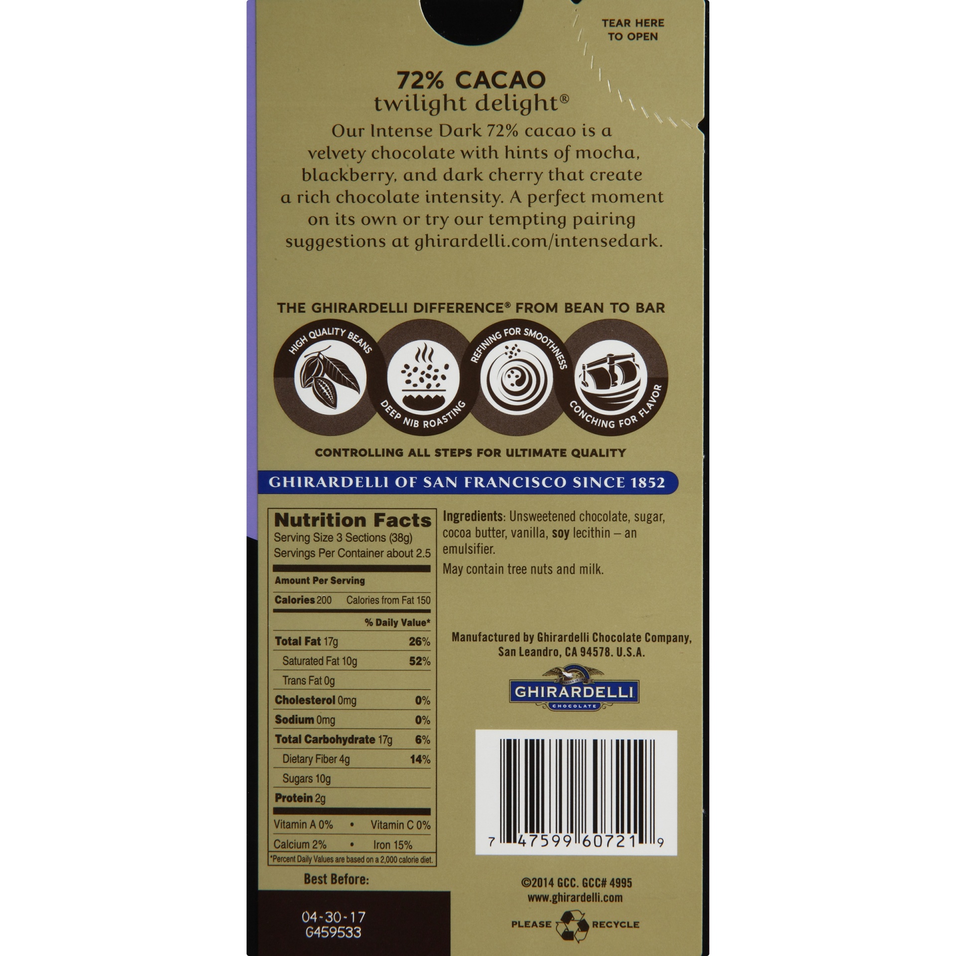 slide 4 of 6, Ghirardelli Intense Dark 72% Cacao Dark Chocolate 3.5 oz, 3.5 oz