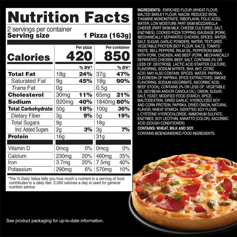 slide 5 of 9, Red Baron Supreme Deep Dish Personal Frozen Pizza - 11.5oz, 11.5 oz