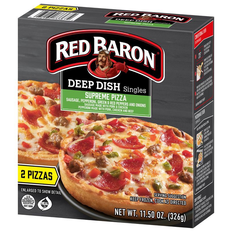 slide 5 of 8, Red Baron Supreme Deep Dish Personal Frozen Pizza - 11.5oz, 11.5 oz