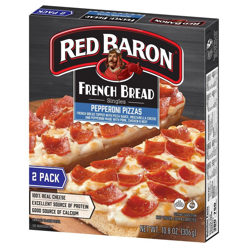 slide 2 of 8, Red Baron Pepperoni French Bread Personal Frozen Pizza - 10.8oz/2pk, 10.8 oz, 2 ct