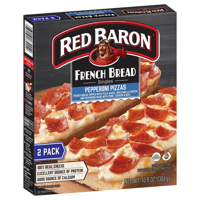 slide 3 of 8, Red Baron Pepperoni French Bread Personal Frozen Pizza - 10.8oz/2pk, 10.8 oz, 2 ct