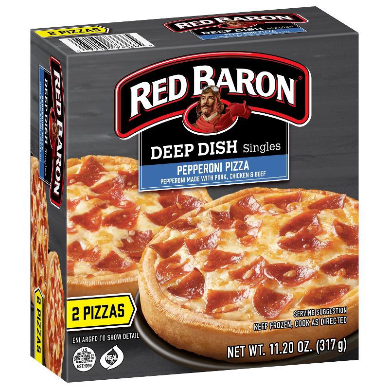 slide 4 of 9, Red Baron Pepperoni Deep Dish Personal Frozen Pizza - 11.2oz, 11.2 oz