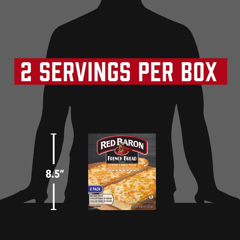 slide 6 of 8, Red Baron Five Cheese and Garlic French Bread Personal Frozen Pizza - 8.8oz/2pk, 2 ct; 8.8 oz