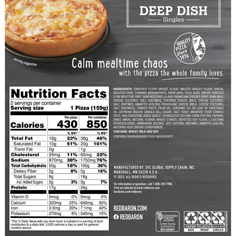 slide 2 of 13, Red Baron Frozen Pizza Deep Dish Singles Four Cheese - 11.2oz, 11.2 oz