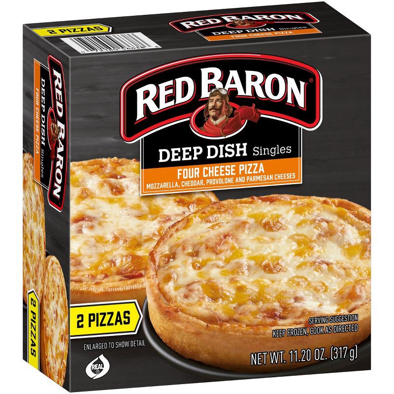 slide 3 of 10, Red Baron Frozen Pizza Deep Dish Singles Four Cheese - 11.2oz, 11.2 oz