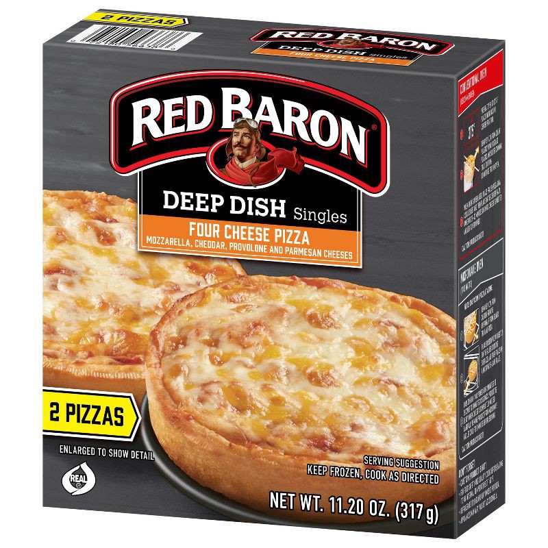 slide 6 of 13, Red Baron Frozen Pizza Deep Dish Singles Four Cheese - 11.2oz, 11.2 oz