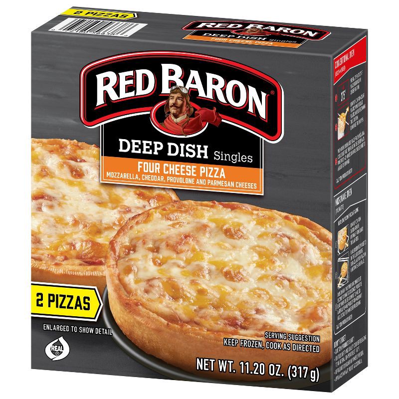 slide 6 of 10, Red Baron Frozen Pizza Deep Dish Singles Four Cheese - 11.2oz, 11.2 oz
