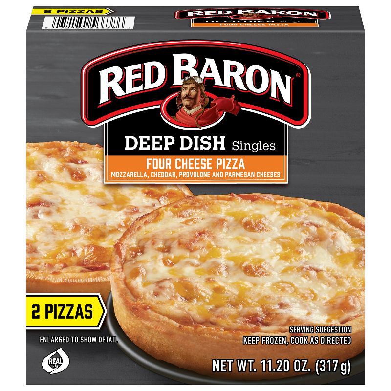 slide 1 of 10, Red Baron Frozen Pizza Deep Dish Singles Four Cheese - 11.2oz, 11.2 oz