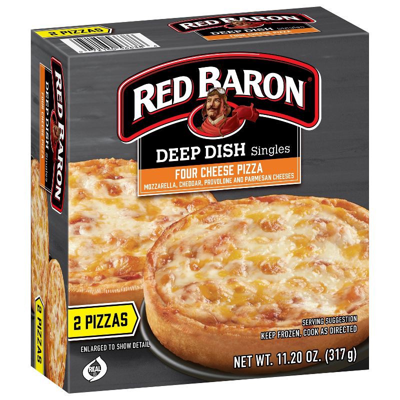 slide 7 of 10, Red Baron Frozen Pizza Deep Dish Singles Four Cheese - 11.2oz, 11.2 oz