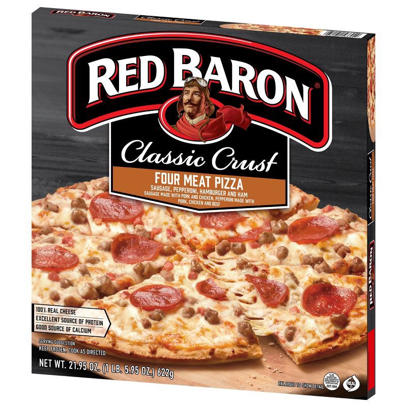 slide 2 of 9, Red Baron Four Meat Classic Crust Frozen Pizza - 21.95oz, 21.95 oz