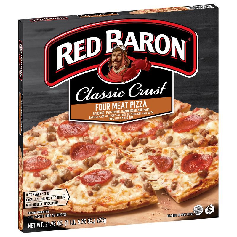 slide 3 of 9, Red Baron Four Meat Classic Crust Frozen Pizza - 21.95oz, 21.95 oz