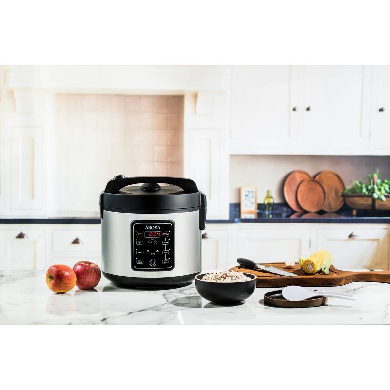slide 2 of 10, Aroma 20 Cup Digital Multicooker & Rice Cooker - Stainless Steel: 5 Settings, Automatic Keep Warm, Nonstick, 700W, 1 ct