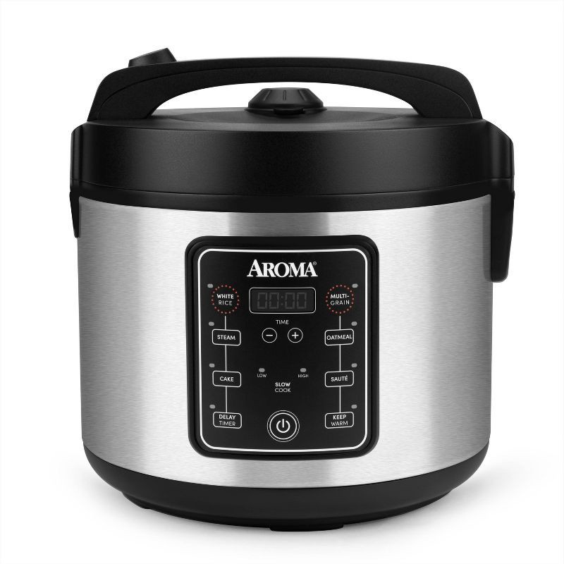 slide 1 of 10, Aroma 20 Cup Digital Multicooker & Rice Cooker - Stainless Steel: 5 Settings, Automatic Keep Warm, Nonstick, 700W, 1 ct