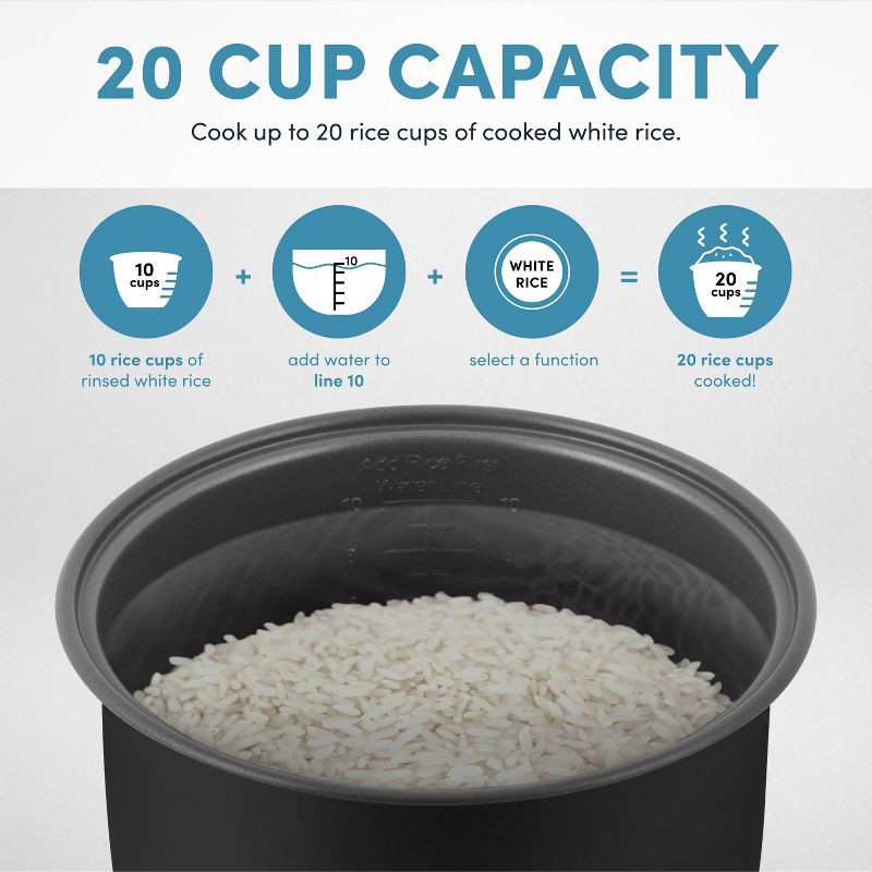 slide 8 of 10, Aroma 20 Cup Digital Multicooker & Rice Cooker - Stainless Steel: 5 Settings, Automatic Keep Warm, Nonstick, 700W, 1 ct