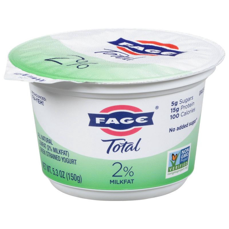 slide 2 of 3, FAGE Total 2% Milkfat Plain Greek Yogurt - 15g Protein 5.3oz, 15 gram, 5.3 oz