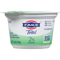 FAGE Total 2% Milkfat Plain Greek Yogurt - 15g Protein 5.3oz