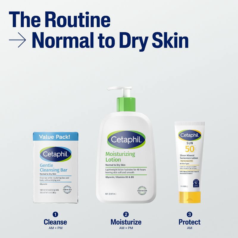 slide 5 of 10, Cetaphil Gentle Cleansing Skin Bar Soap - 3pk/4.5oz, 3 ct; 4.5 oz