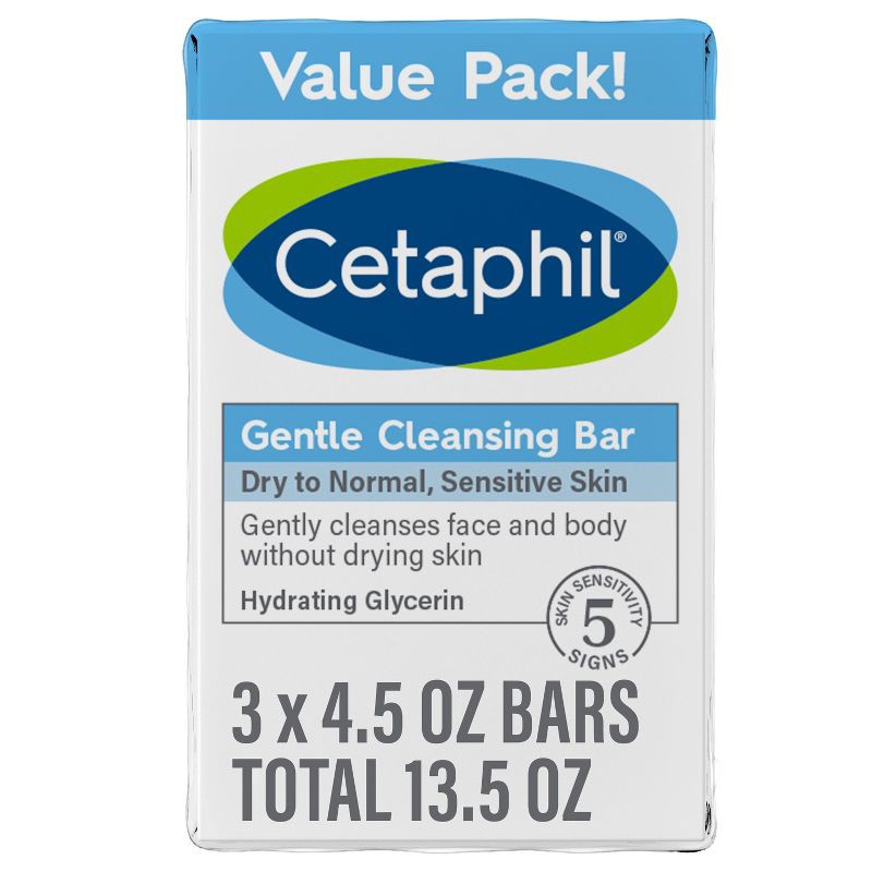 slide 1 of 5, Cetaphil Gentle Cleansing Fresh Bar Soap - 3pk/4.5oz, 3 ct; 4.5 oz