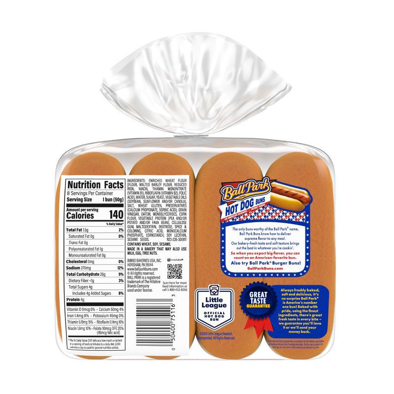 slide 5 of 12, Ball Park Hot Dog Buns - 14oz/8pk, 8 ct; 14 oz