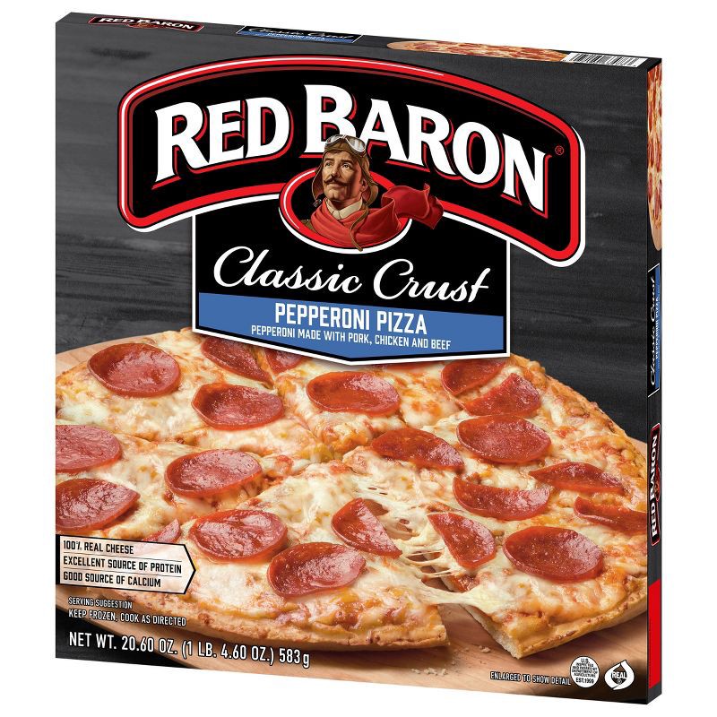 slide 2 of 8, Red Baron Pepperoni Classic Crust Frozen Pizza - 20.6oz, 20.6 oz