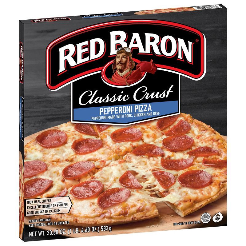 slide 3 of 8, Red Baron Pepperoni Classic Crust Frozen Pizza - 20.6oz, 20.6 oz