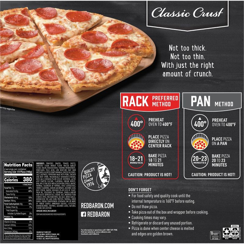 slide 4 of 8, Red Baron Pepperoni Classic Crust Frozen Pizza - 20.6oz, 20.6 oz