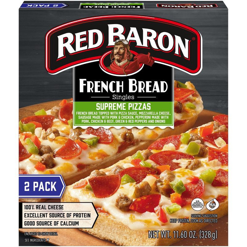 slide 1 of 9, Red Baron Frozen Pizza French Bread Supreme - 11.6oz, 11.6 oz