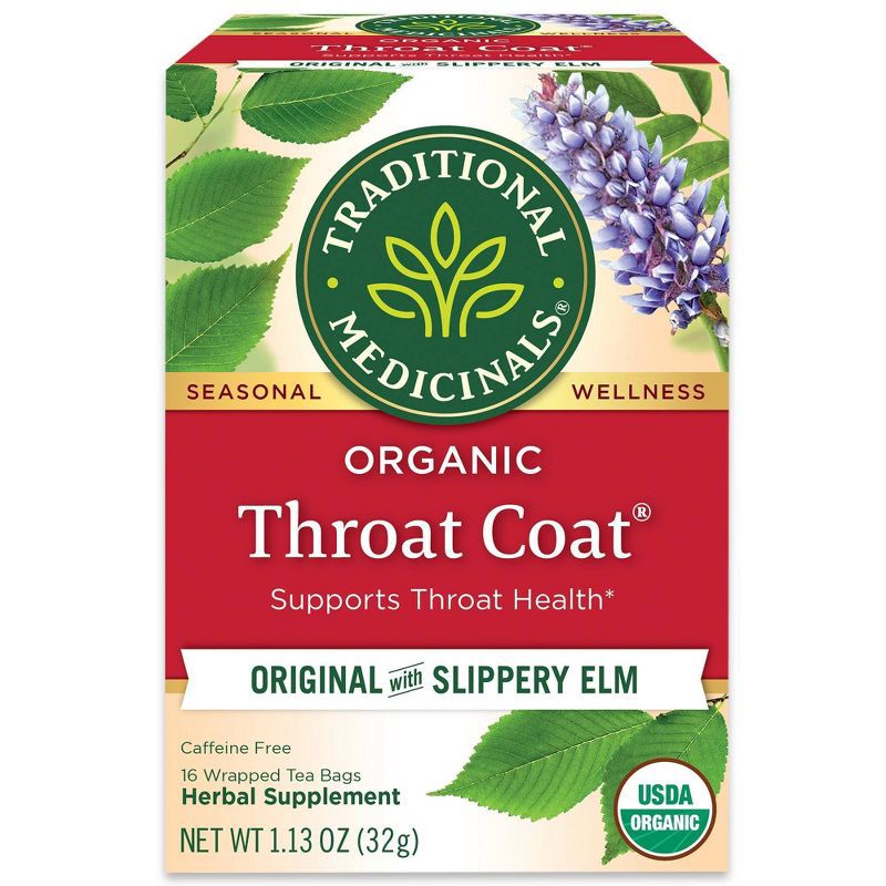 slide 1 of 7, Traditional Medicinals Organic Throat Coat Herbal Dietary Supplement Herbal Tea - 16ct, 16 ct