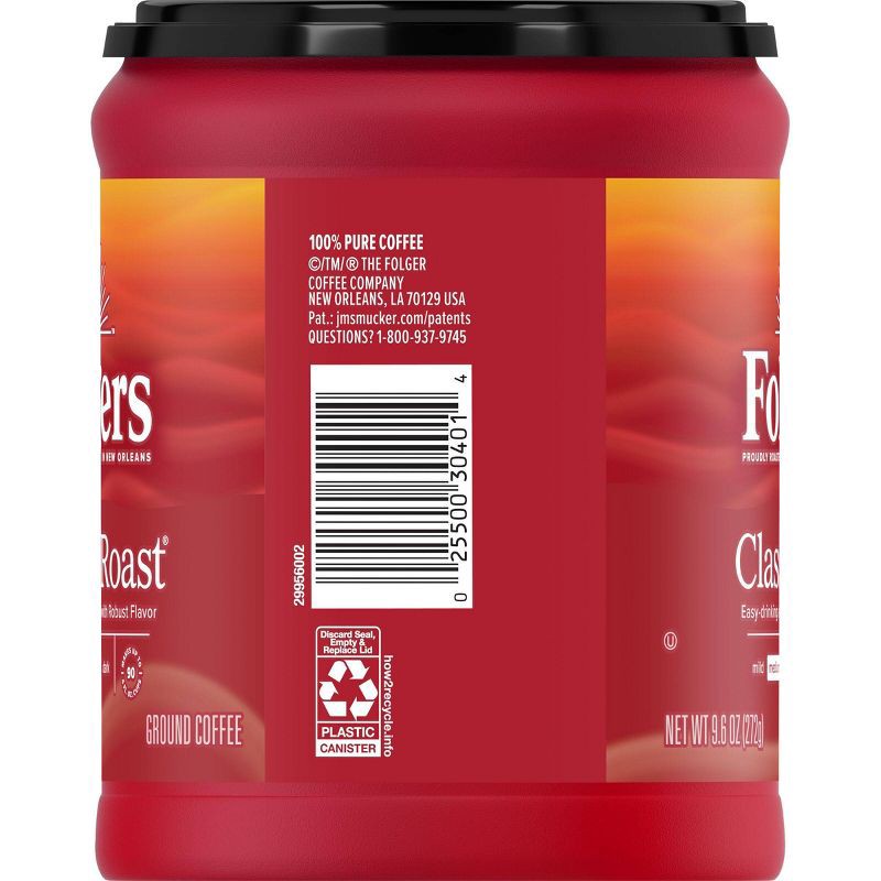 slide 4 of 6, Folgers Classic Medium Roast Ground Coffee - 9.6oz, 9.6 oz