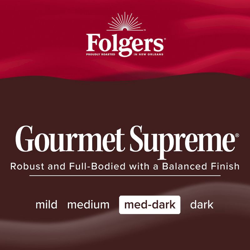 slide 4 of 5, Folgers Gourmet Supreme Medium-Dark Roast Ground Coffee - 22.6oz, 22.6 oz