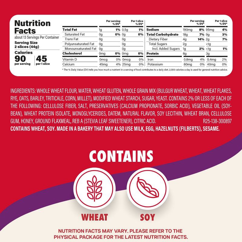 slide 4 of 13, Sara Lee Delightful Multi-Grain Bread - 20oz, 20 oz