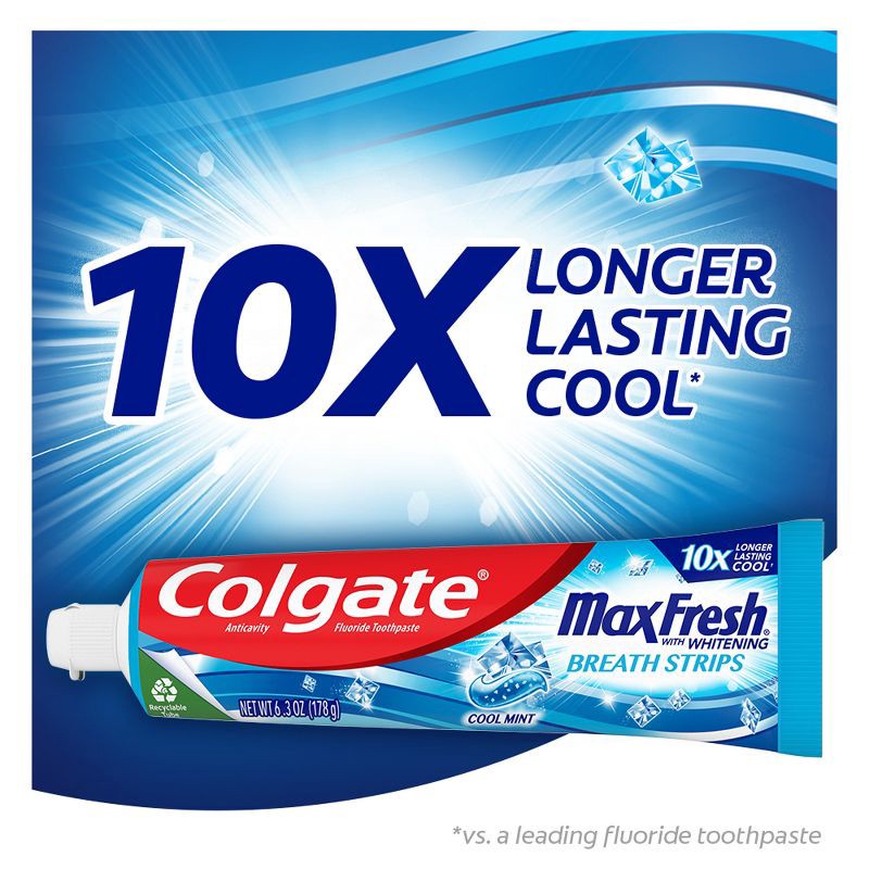 slide 3 of 9, Colgate Max Fresh Toothpaste with Mini Breath Strips Cool Mint - 6.3oz, 6.3 oz