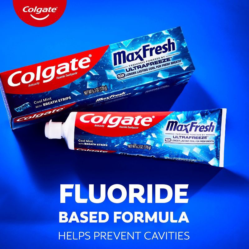 slide 6 of 13, Colgate Max Fresh Toothpaste with Mini Breath Strips Cool Mint - 6.3oz, 6.3 oz