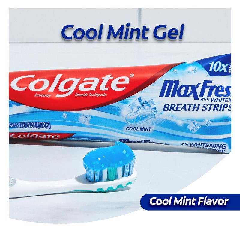 slide 6 of 9, Colgate Max Fresh Toothpaste with Mini Breath Strips Cool Mint - 6.3oz, 6.3 oz