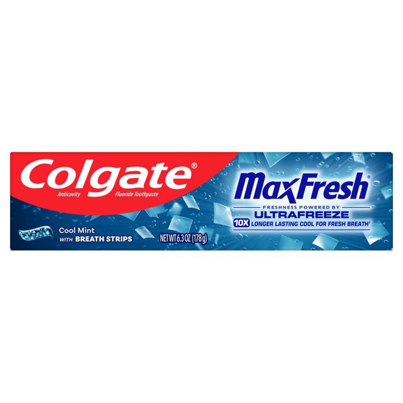 slide 9 of 13, Colgate Max Fresh Toothpaste with Mini Breath Strips Cool Mint - 6.3oz, 6.3 oz