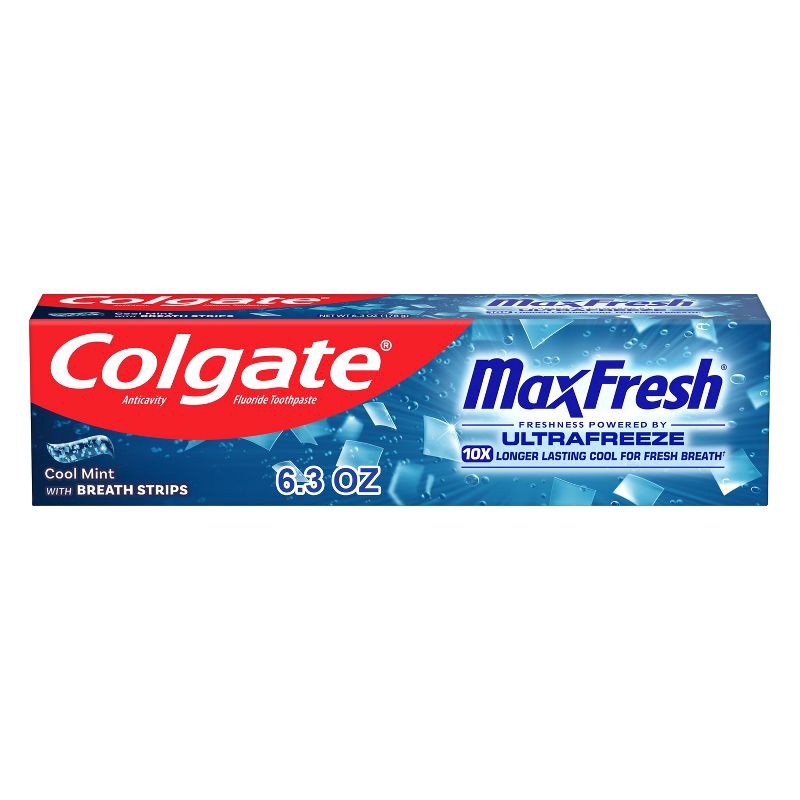 slide 1 of 9, Colgate Max Fresh Toothpaste with Mini Breath Strips Cool Mint - 6.3oz, 6.3 oz