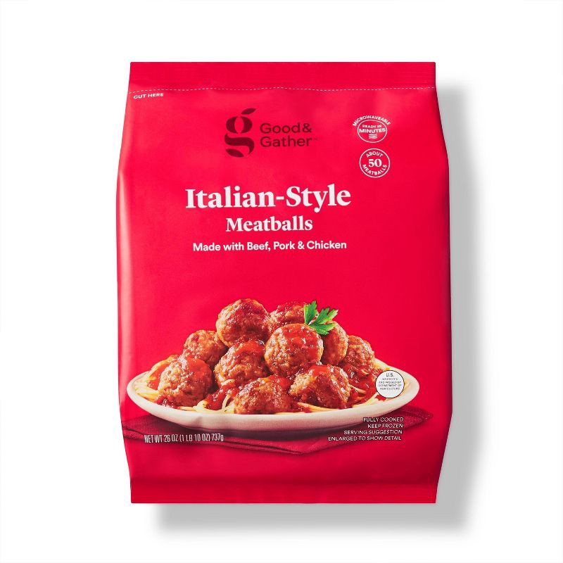 slide 1 of 4, Italian Style Beef, Pork, & Chicken Meatballs - Frozen - 26oz - Good & Gather™, 26 oz