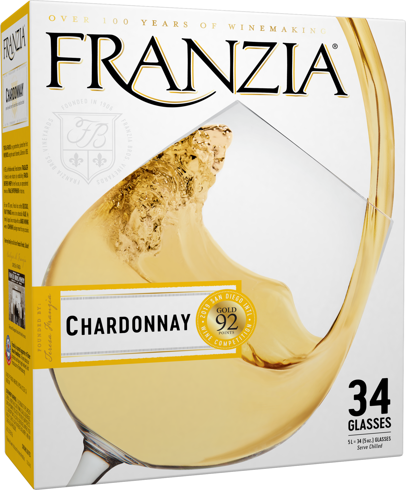 slide 1 of 4, Franzia Chardonnay White Wine, 5 liter box