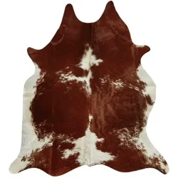 Texas Proud Cowhide Area Rug - Dark Red & White