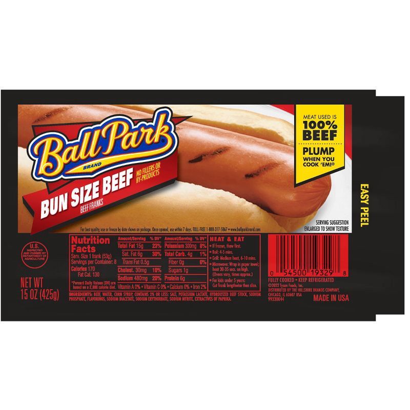 slide 1 of 10, Ball Park Bun Size Beef Franks - 15oz/8ct, 8 ct; 15 oz