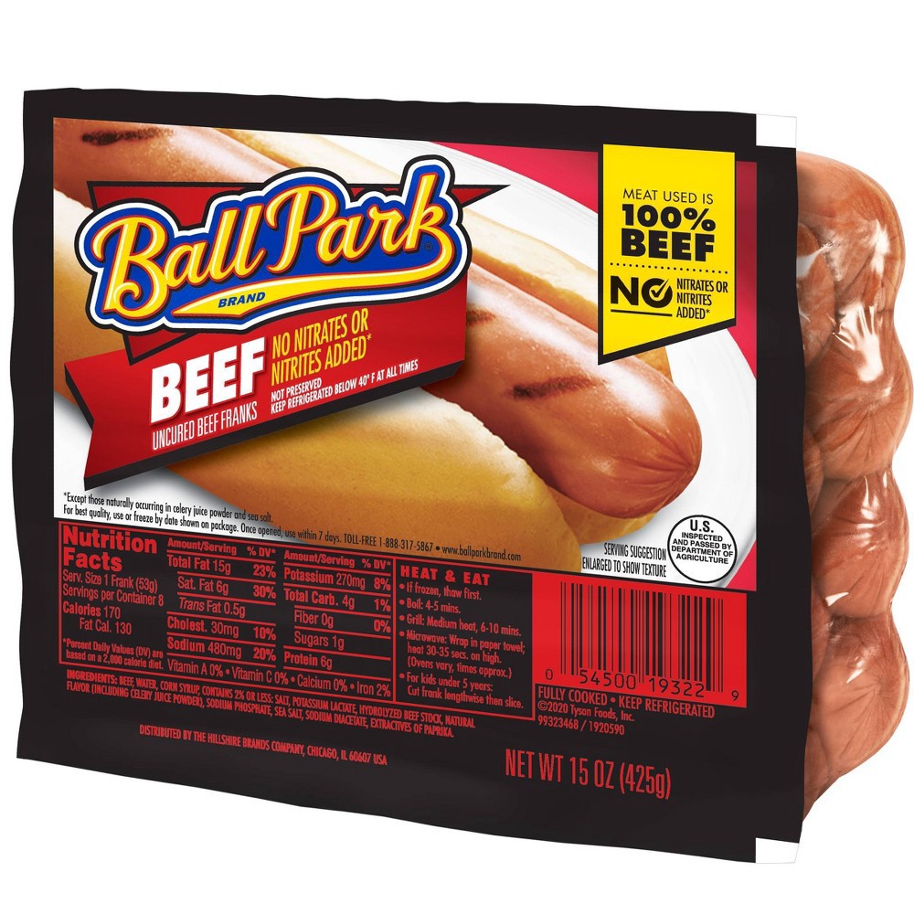 slide 9 of 12, Ball Park Uncured Beef Franks - 15oz/8ct, 8 ct; 15 oz