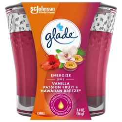Glade Scented Candle Jar, Vanilla Passion Fruit & Hawaiian Breeze 2-in-1, Fragrance Infused with Essential Oils, 3.4 oz